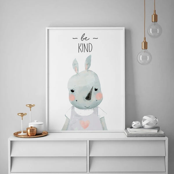  تابلو کودک سالی وود طرح کرگدن مهربان کد T170203