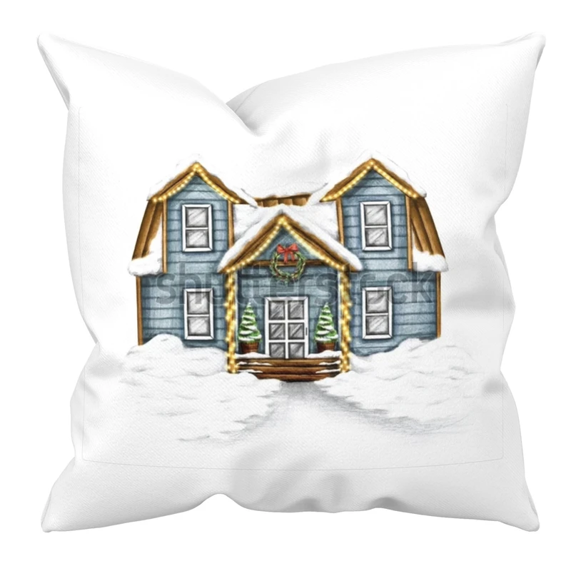 کاور کوسن مدل کلبه زمستانی  سایز 40*40 سانتی متر