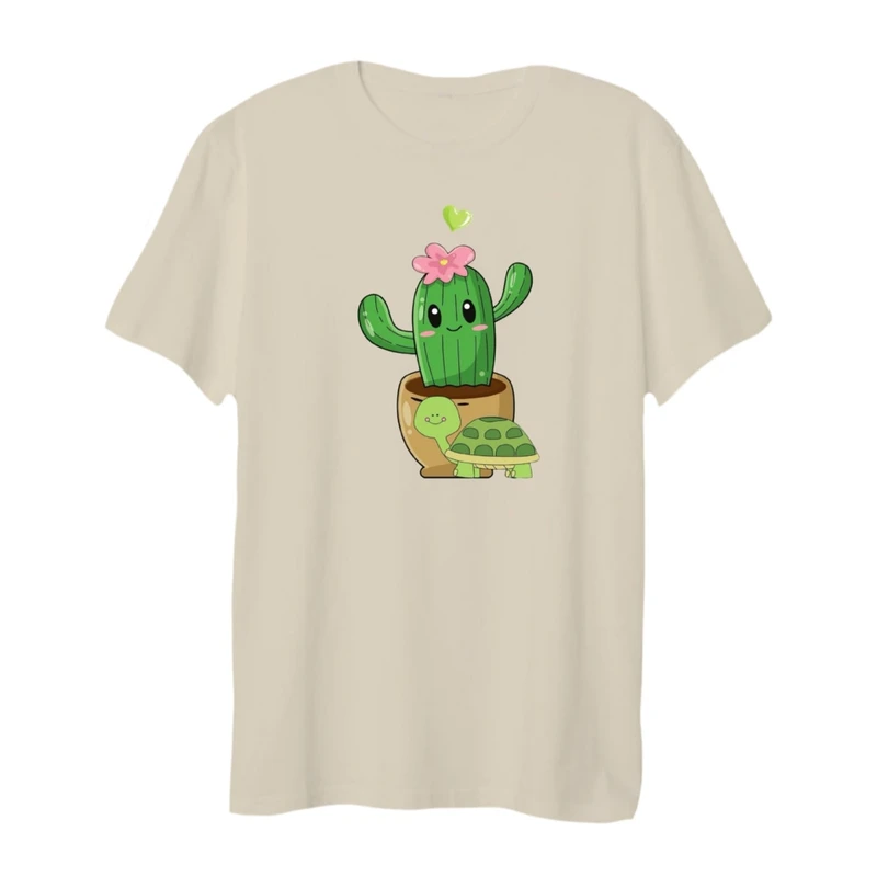 تی شرت لانگ زنانه مدل کاکتوس و لاکپشت