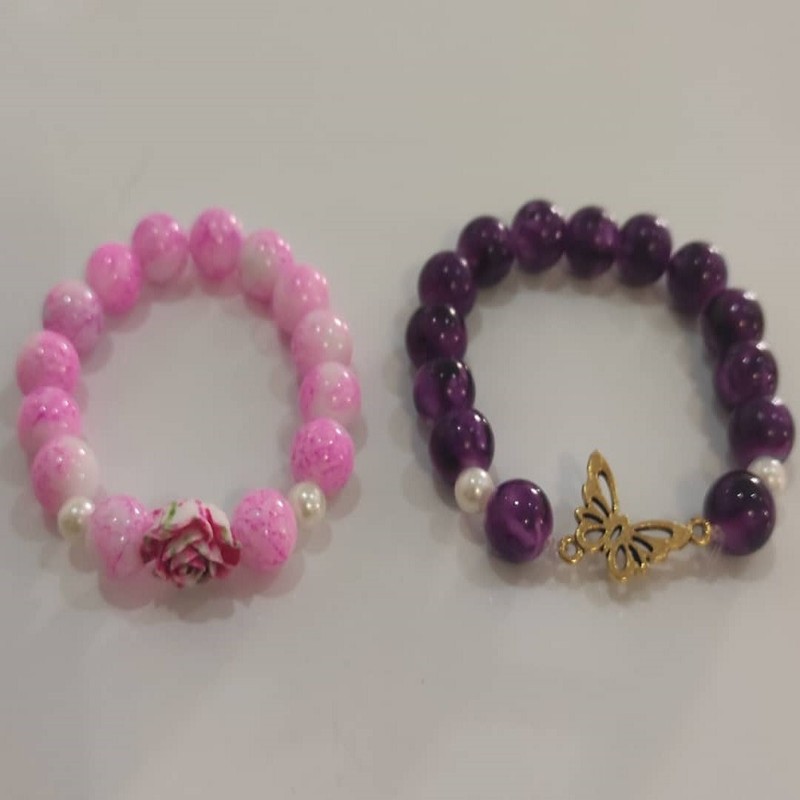 دستبند دخترانه مدل گل رز 006 مجموعه دو عددی