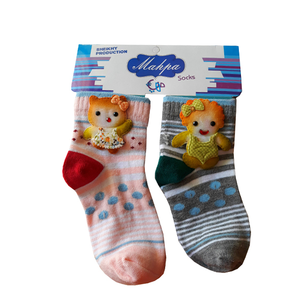 جوراب دخترانه مهپا مدل عروسکی مجموعه 2 عددی