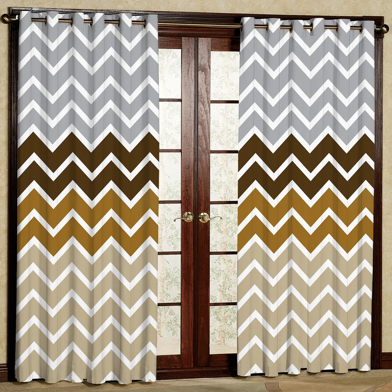 پرده چاپی مدل زیگزاگ مخمل پانچی کد 1049 سایز 140x200 سانتی متر