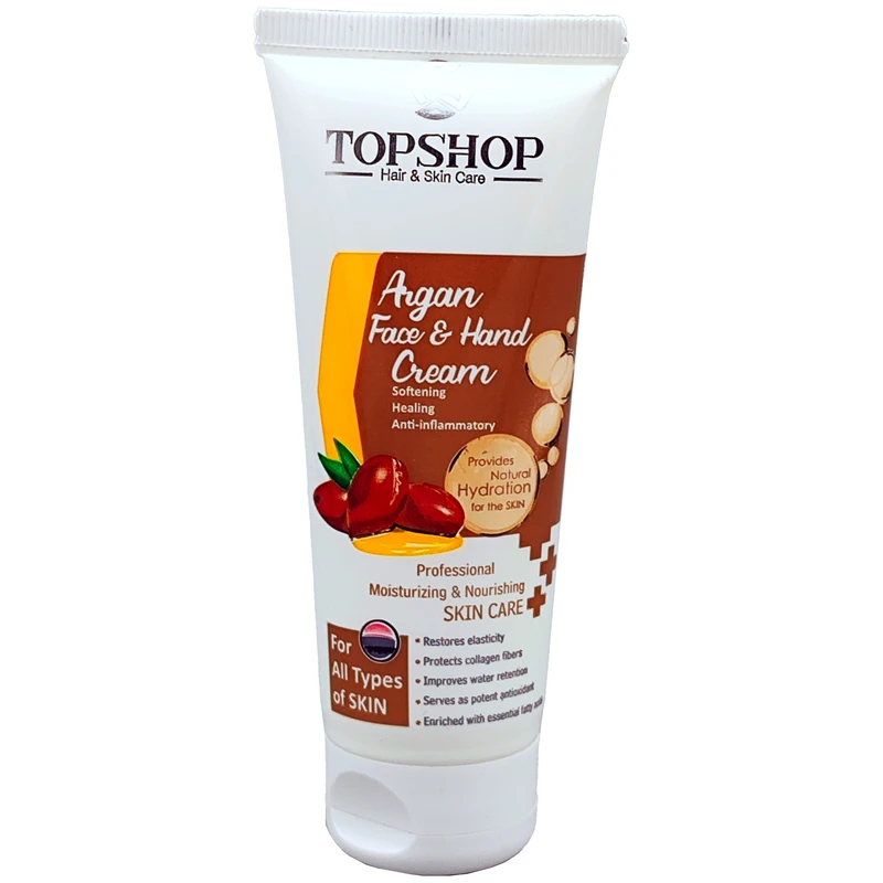 کرم مرطوب کننده دست و صورت تاپ شاپ مدل آرگان مناسب برای انواع پوست حجم 75 میلی لیتر