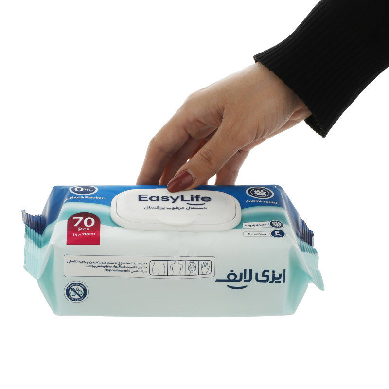 دستمال مرطوب ایزی لایف مدل 001 بسته 6 عددی