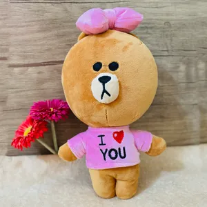 عروسک طرح دختر خرسی مدل love emoji ارتفاع 28 سانتی‌متر