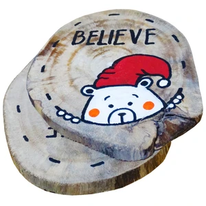 زیر لیوانی چوبی مدل تنه درخت طرح believe بسته 2 عددی