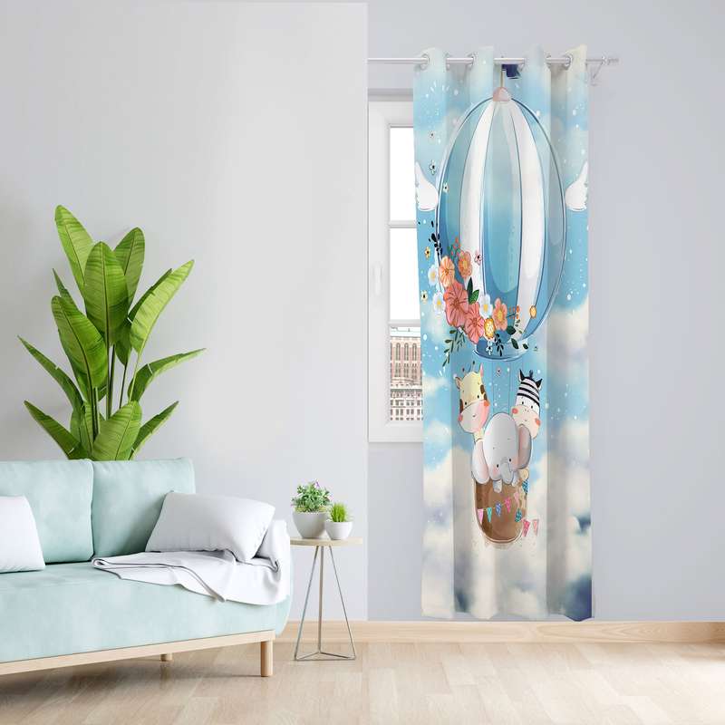پرده مدل اتاق کودک مخمل پانچی طرح بچه فیل کد 4545 سایز 140x280 سانتی متر