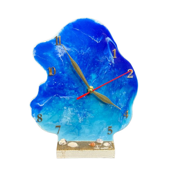 ساعت رومیزی چوبی رزینی طرح دریا