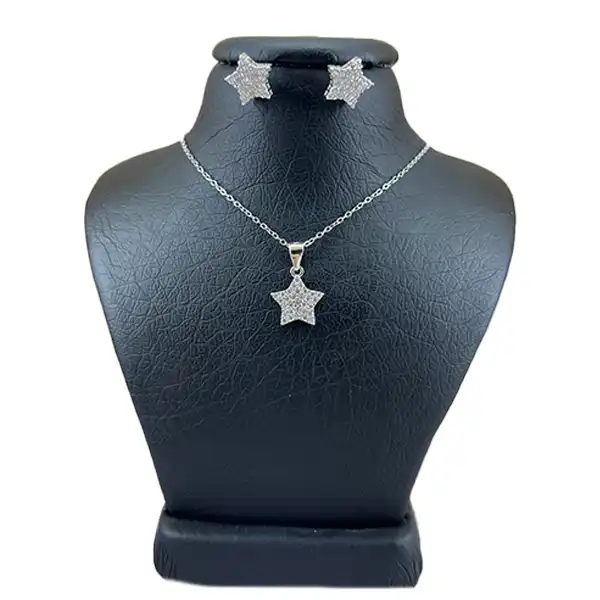 نیم ست نقره زنانه مدل ستاره تمام سنگ کد 65654484