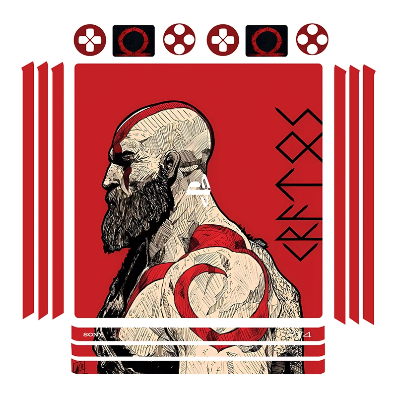 برچسب پلی استیشن 4 پرو توییجین وموییجین مدل God of war 03 مجموعه 16 عددی 