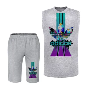 ست تاپ و شلوارک مردانه کد 10  رنگ طوسی