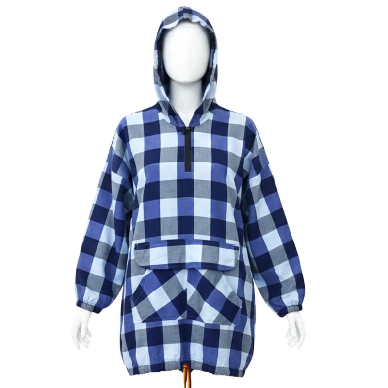 عکس شماره 4 : هودی زنانه مدل چهارخانه کلاهدار