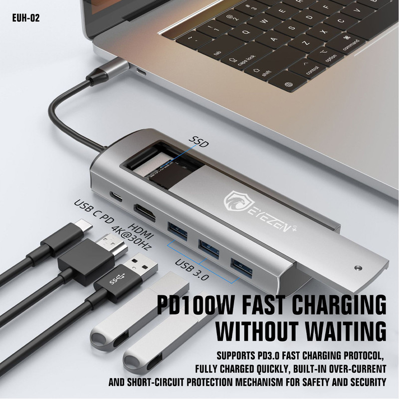 هاب 6 پورت USB-C آیزن مدل 6in1 HUB EUH-02