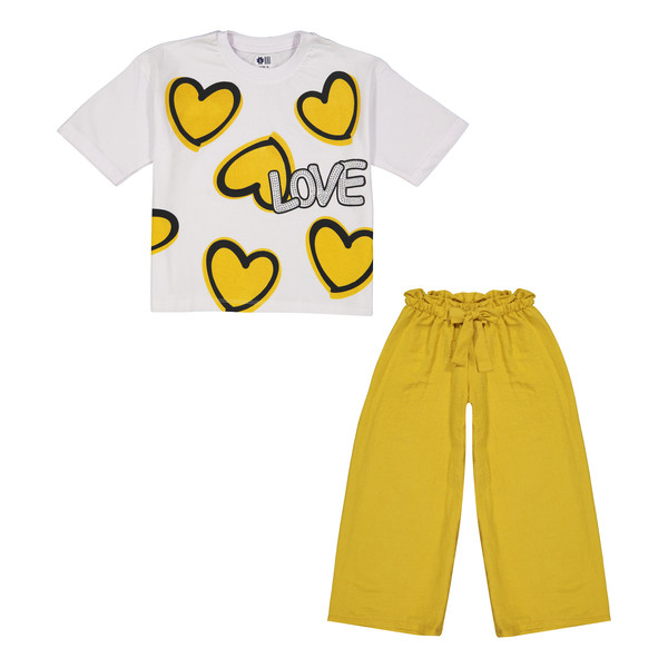ست تی شرت و شلوار دخترانه مادر مدل هایدی کد 87-53 رنگ خردلی