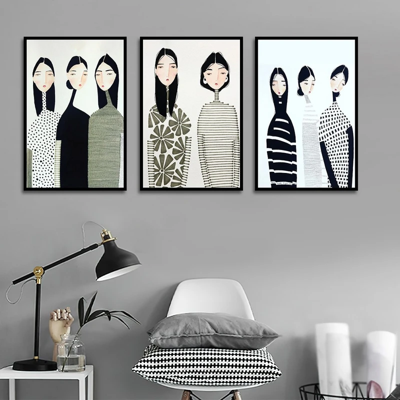 تابلو بکلیت طرح نقاشی دکوراتیو مدرن سبک کوبیسم مدل B-1408 مجموعه 3 عددی