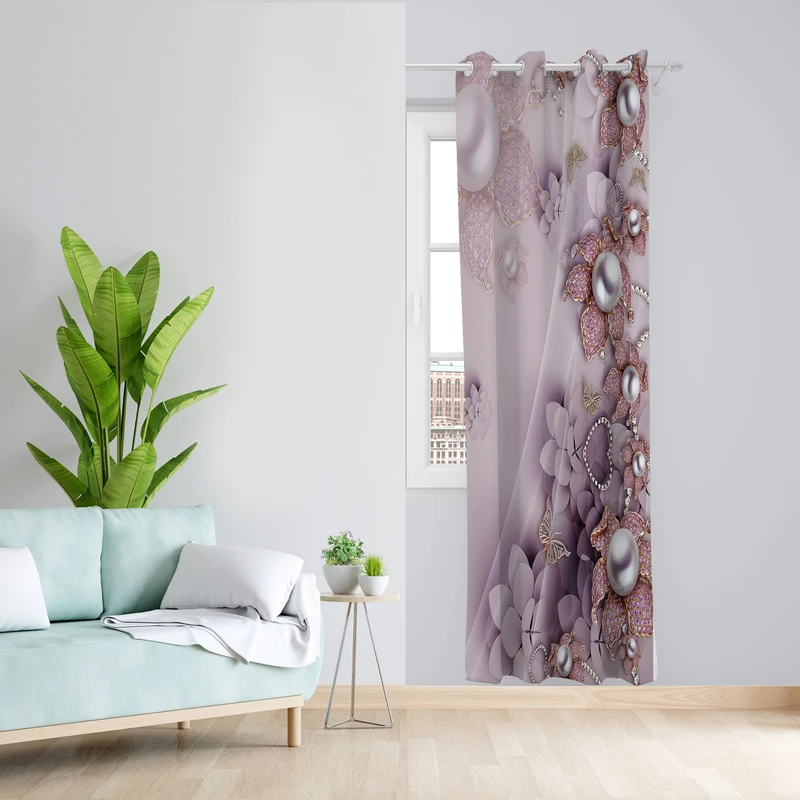 پرده طرح مروارید مدل مخمل پانچی کد 4070 z سایز 140x200 سانتی متر