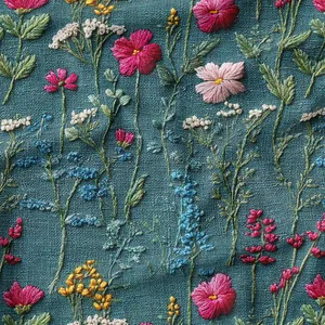 پارچه ملحفه عرض 1.5 متر پارچه باما طرح پنج بعدی گل گچی کد 5013928 رنگ سبز