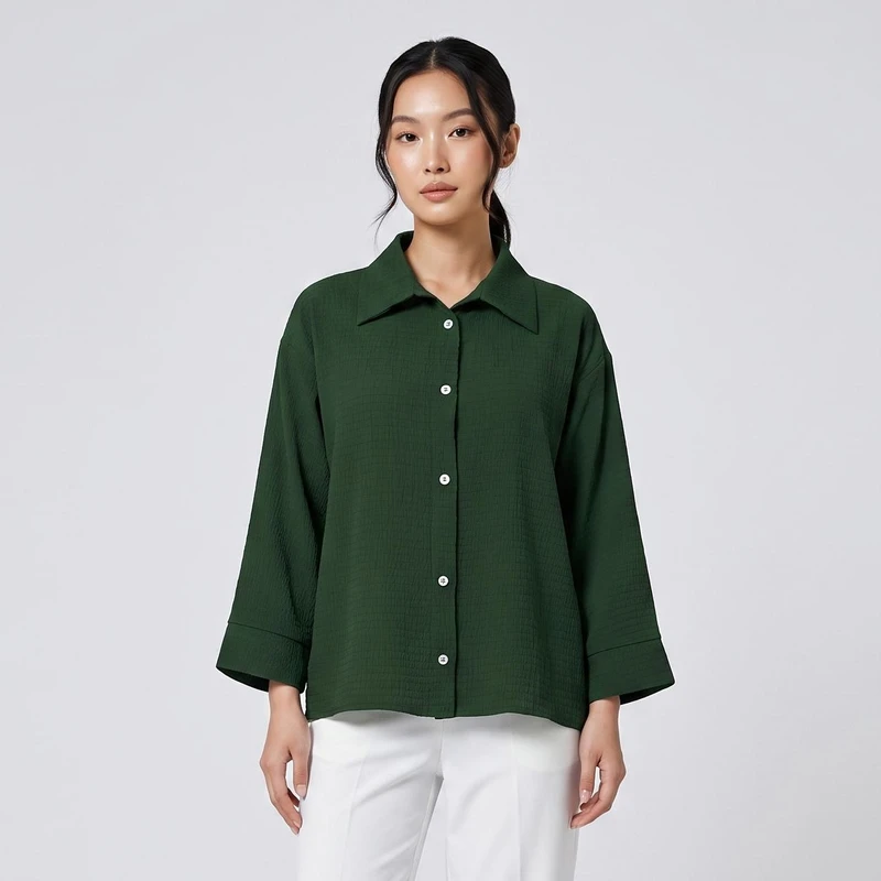 شومیز آستین سه ربع یقه برگردان زنانه مدل Chemise-Gr-01