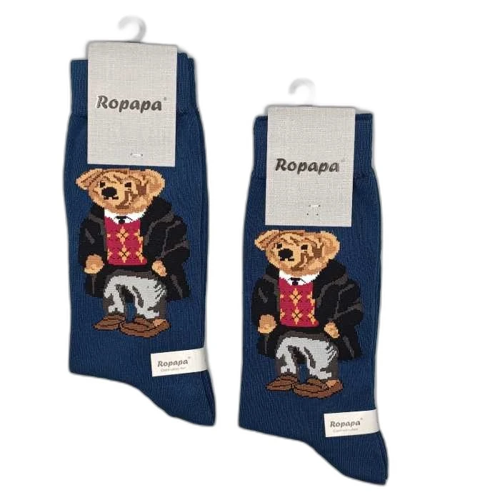 جوراب ساق بلند مردانه مدل تدی بسته 2 عددی