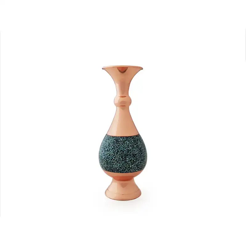 گلدان فیروزه کوبی مسی کد 16c