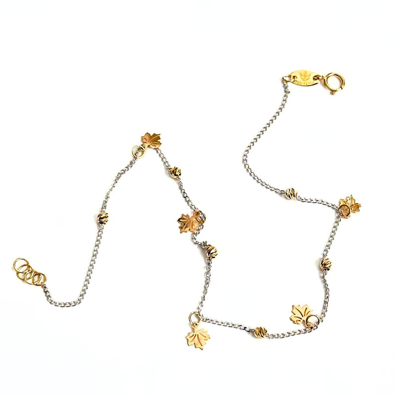 پابند طلا 18 عیار زنانه مدل P007 طرح آویز برگ پابند طلا 18 عیار زنانه مدل P007 طرح آویز برگ