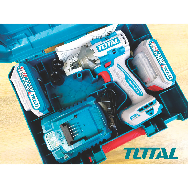 آچار بکس شارژی براشلس توتال مدل TIWLI2035-20V-350N.M درایو 1/2 اینچ