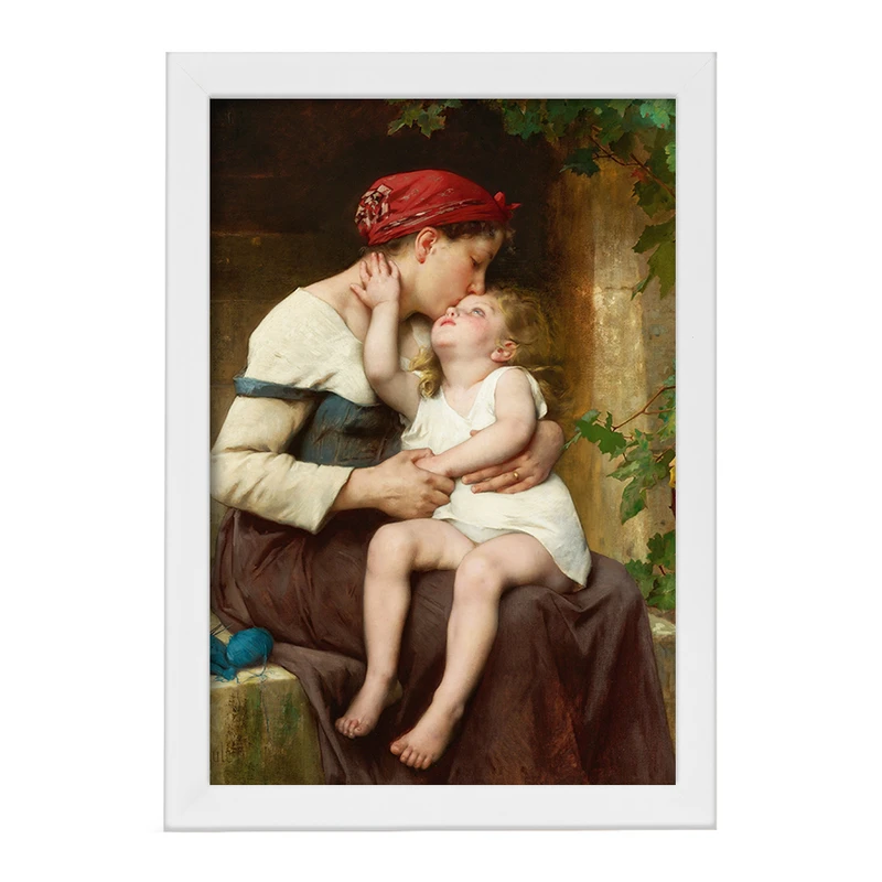 تابلو خندالو مدل نقاشی مادر با فرزند اثر لئون ژان باسیل پررو کد F12373