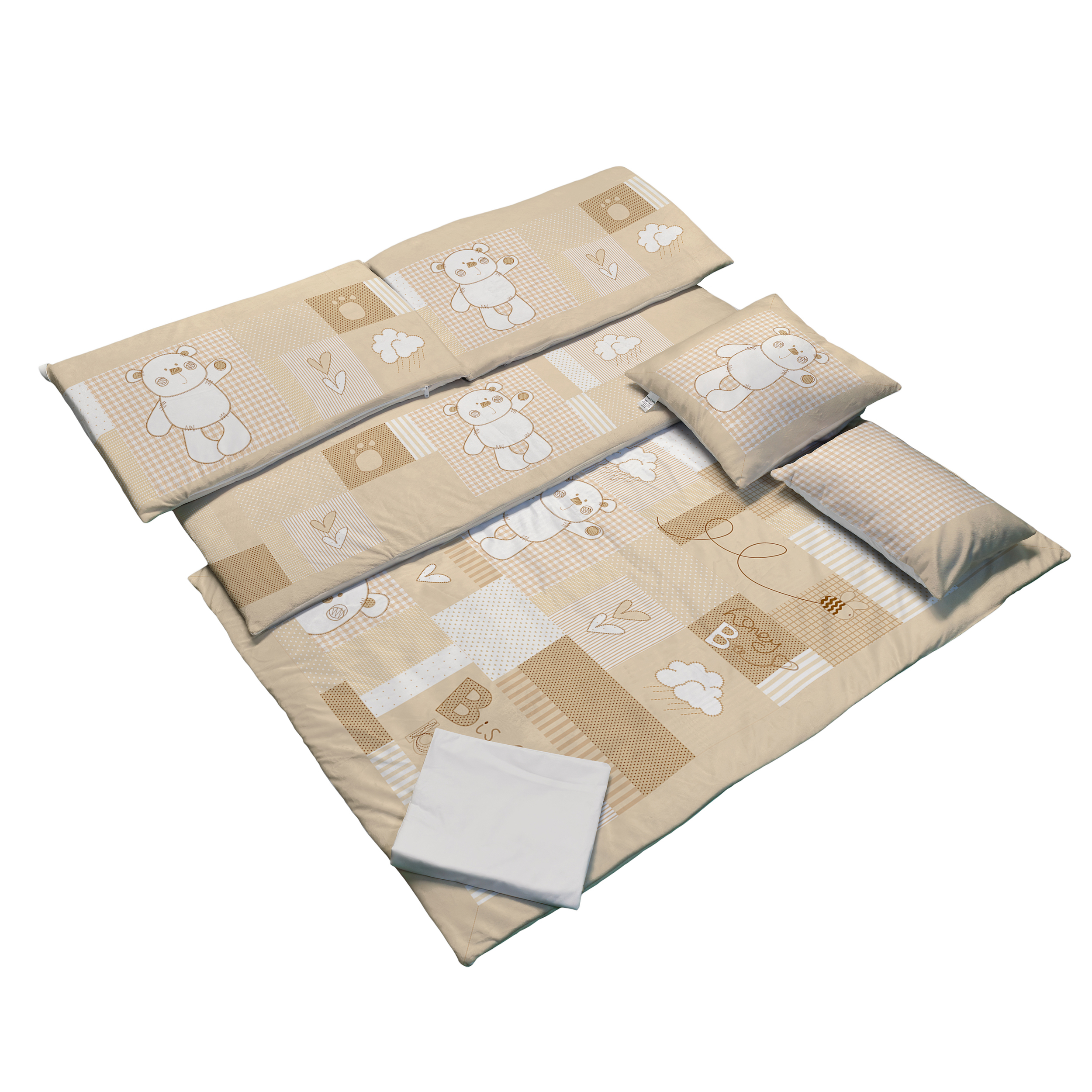 سرویس روتختی 7 تکه کودک مامزکیوتی مدل چهل تکه کرم SK34