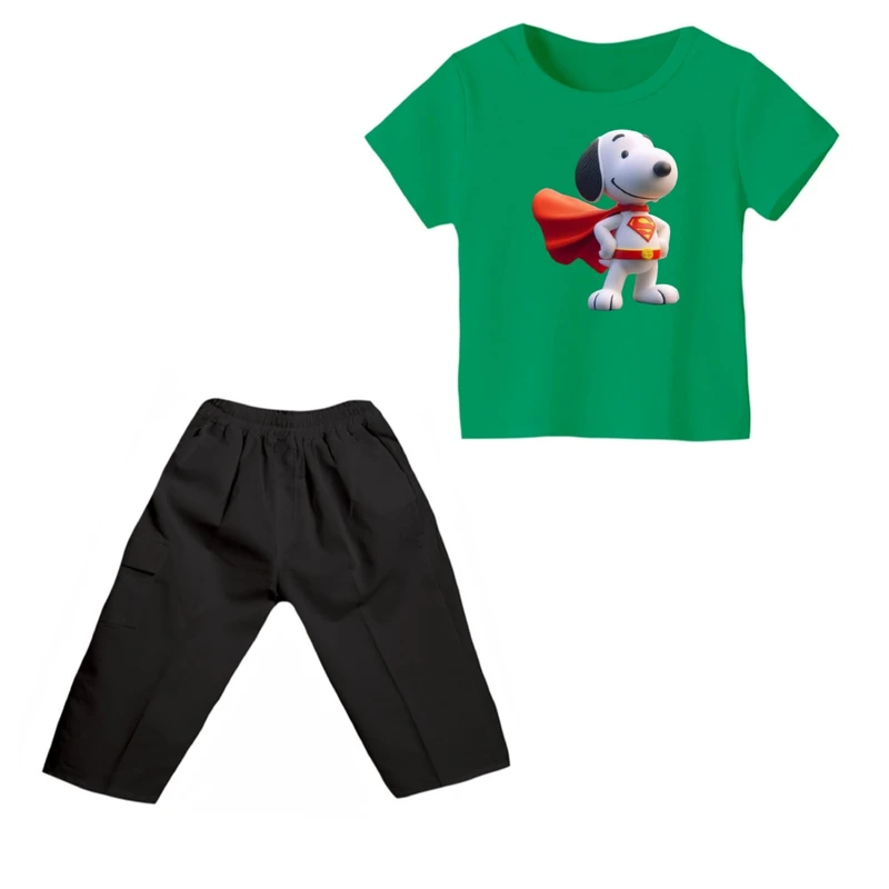 ست تی شرت و شلوارک پسرانه مدل اسنوپی کد ۷۱