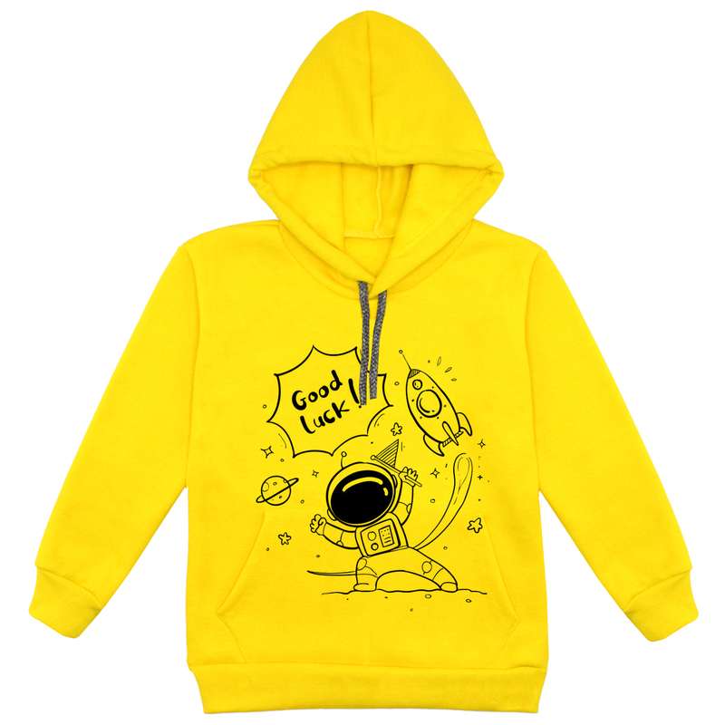 هودی پسرانه مدل فضانورد F44 رنگ زرد