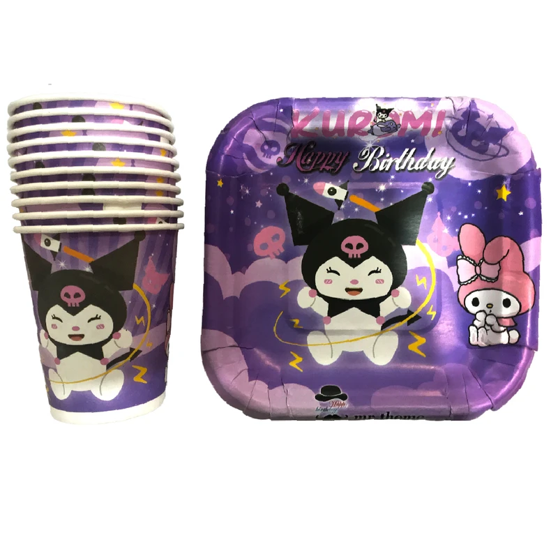 پیش دستی و لیوان یکبار مصرف مستر تم مدل کرومی ملودی پلاس بسته 20 عددی