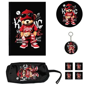 بسته لوازم تحریر مدل کلاسور خرس تدی کد فانتزی مجموعه 8 عددی