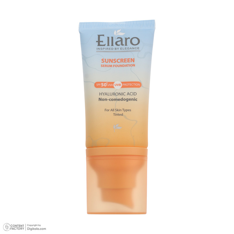 سرم  ضد آفتاب رنگی tinted صورت الارو SPF 50 مدل Hyaluronic acid ‌محافظ در برابر اشعه UVA و UVB مناسب برای انواع پوست حجم 40 میلی‌لیتر
