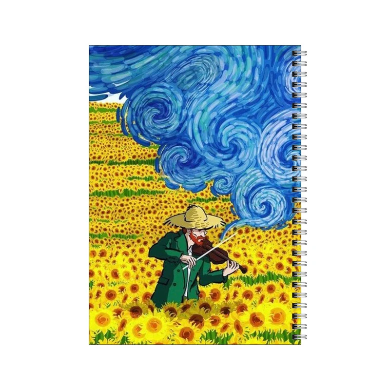 دفتر مشق 50 برگ بامبیلیپ طرح ونگوگ در دشت آفتابگردان کد 6146775