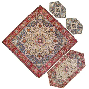 ست 4 تکه رومیزی ترمه عدل طرح کاشان