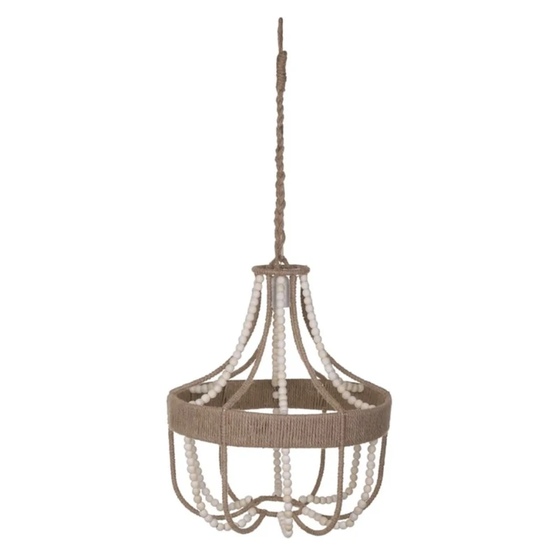 لوستر تزئینی مدل مکرومه دست ساز مهره چوبی کد ۳۶