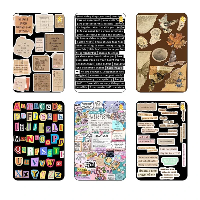 استيکر کارت کارنيکا طرح متون انگلیسی English word کد 17139 مجموعه 6 عددی