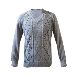 پلیور مردانه مدل یقه هفت جلو لوزی کد R9006