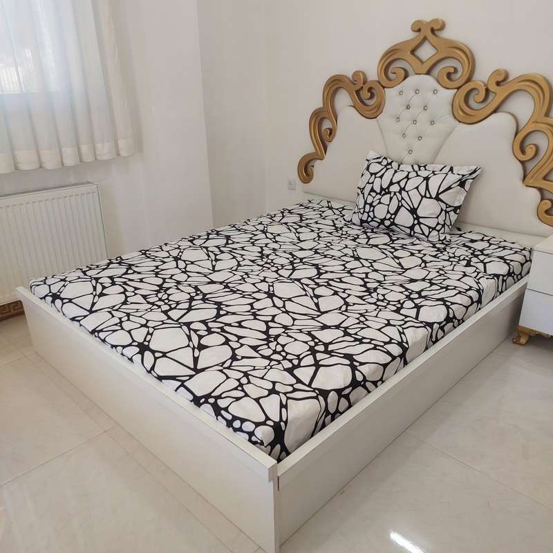 سرویس ملحفه مدل کشدار ni03093 طرح سنگی کد 90 یک نفره دو تکه
