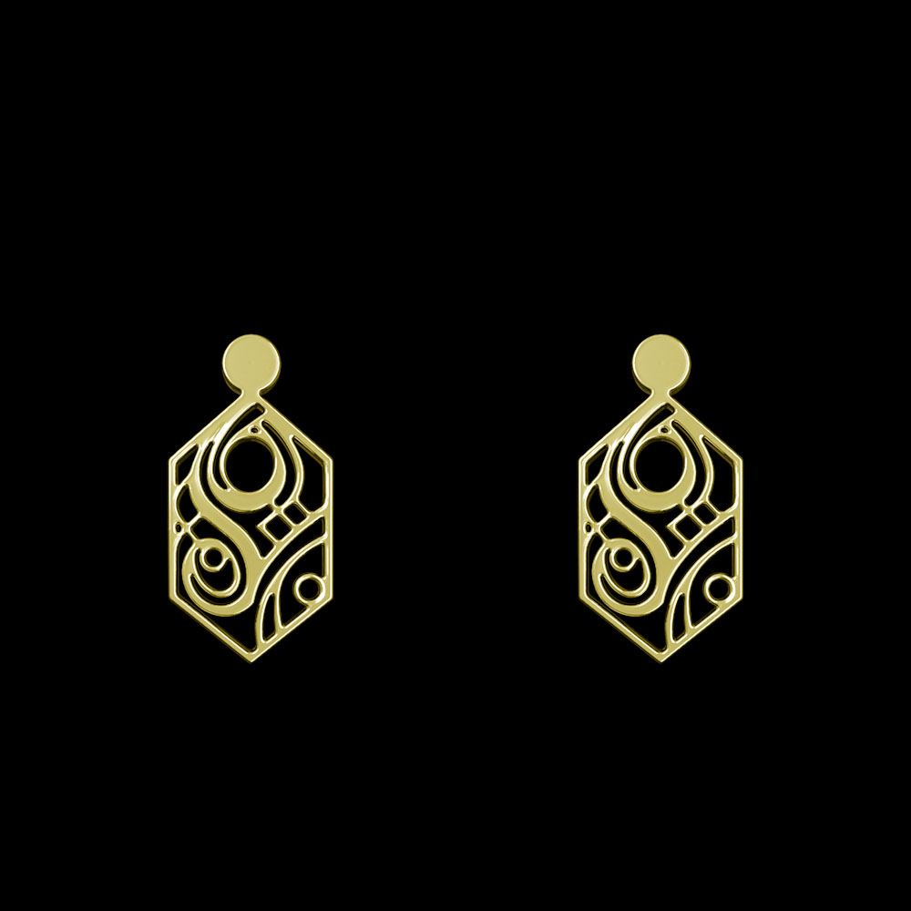 گوشواره طلا 18 عیار زنانه مدوپد مدل شش ضلعی کد GA1-10530