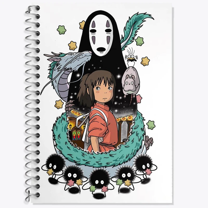 دفتر زبان 50 برگ خندالو مدل دو خط طرح انیمه شهر اشباح Spirited Away کد 4880