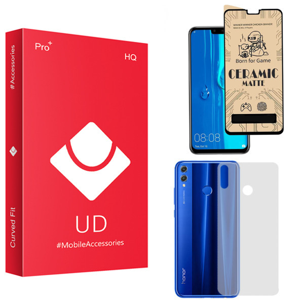 محافظ صفحه نمایش سرامیکی مات یو دی مدل HQ مناسب برای گوشی موبایل هوآوی آنر 8X به همراه محافظ پشت گوشی
