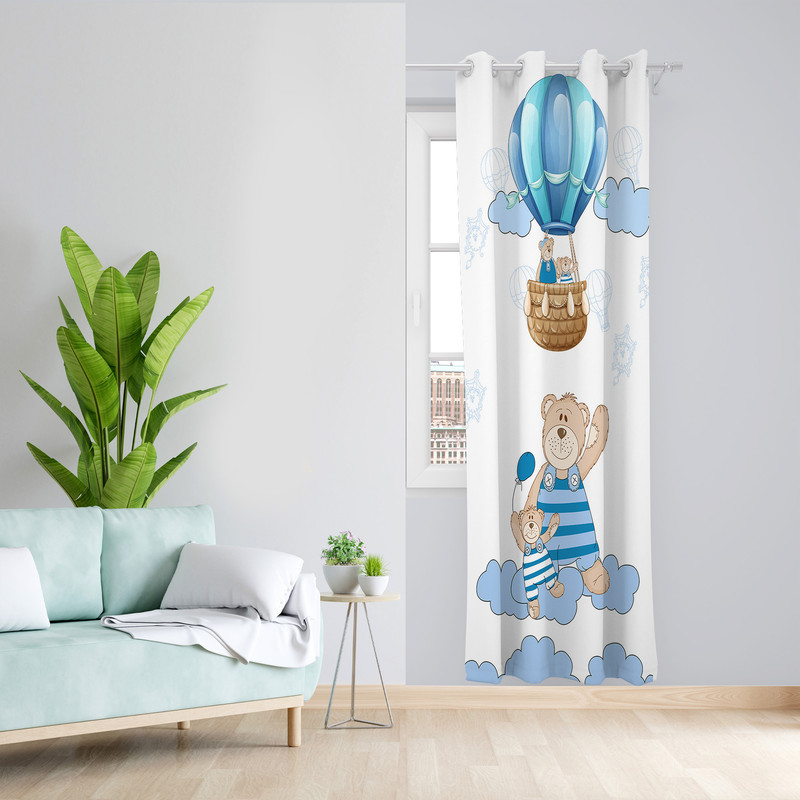 پرده طرح خانواده تدی مدل مخمل پانچی کد 4285 z سایز 140x200 سانتی متر