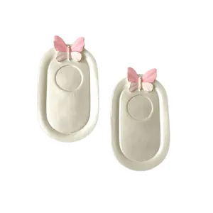 زیر لیوانی طرح پروانه کد 050 مجموعه 2 عددی