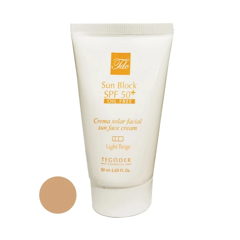 کرم ضد آفتاب رنگی صورت تگودر SPF 50 مدل LB ‌محافظ UVA ،UVB و PA+++ مناسب برای پوست چرب حجم 50 میلی‌لیتر