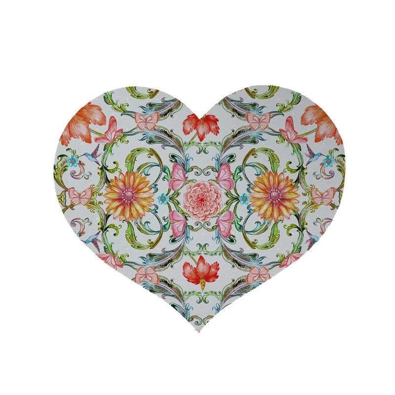 پادری مدل قلب طرح گل کد 5876 سایز 90x90 سانتی متر 