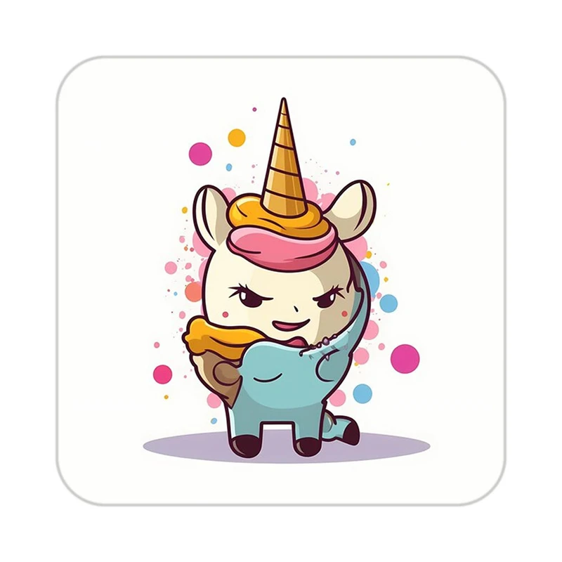 زیر لیوانی کاکتی طرح اسب تک شاخ و یونیکورن مدل mp31556