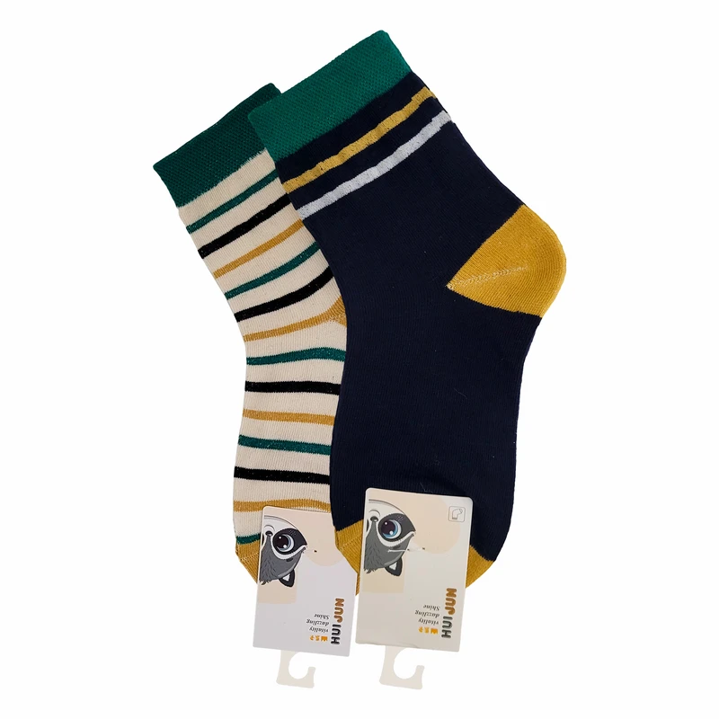 جوراب ساق بلند پسرانه مدل تمساح مهربون کد 21-05084 بسته 2 عددی