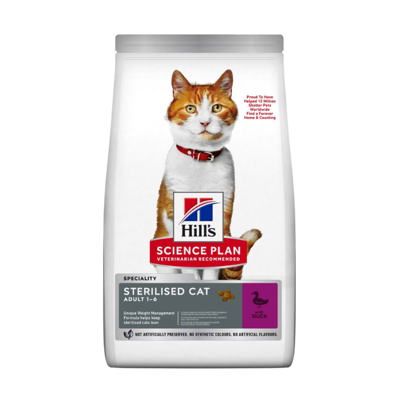 غذا خشک گربه هیلز مدل گربه بالغ و عقیم طعم اردک وزن 1.5 کیلوگرم