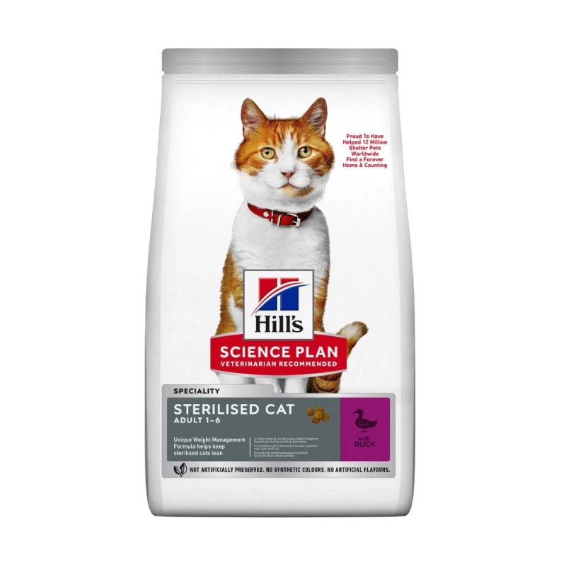 غذا خشک گربه هیلز مدل گربه بالغ و عقیم طعم اردک وزن 1.5 کیلوگرم